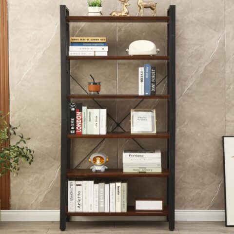 6 Tier Black & Wood Shelf Rental in Rochester, NY