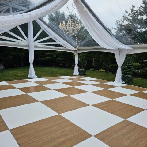 4′ x 4′ Oak & White Dance Floor Section Rental in Rochester, NY