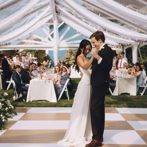 4′ x 4′ Oak & White Dance Floor Section Rental in Rochester, NY