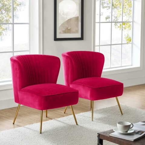 Fuchsia Velvet Armless Chair Rental in Rochester, NY