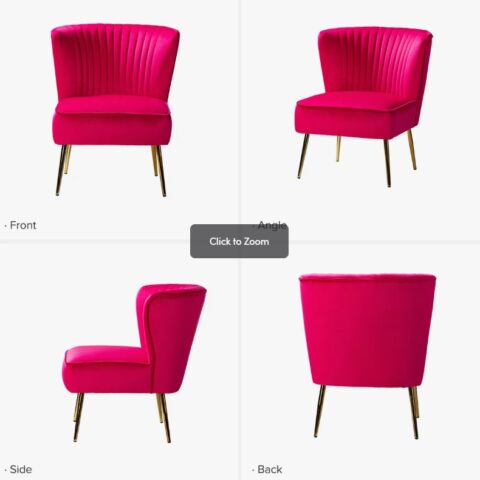 Fuchsia Velvet Armless Chair Rental in Rochester, NY