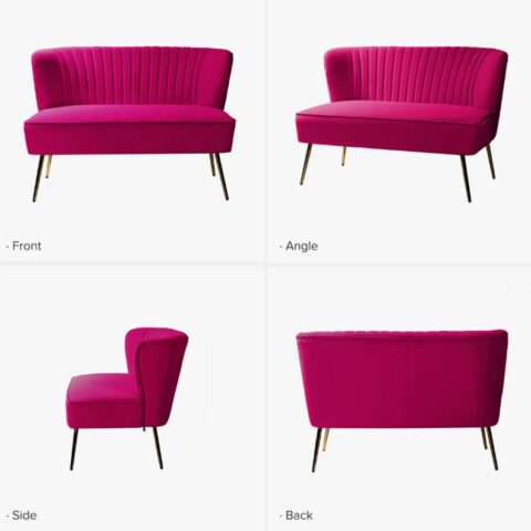 Fuchsia Velvet Armless Loveseat Rental in Rochester, NY