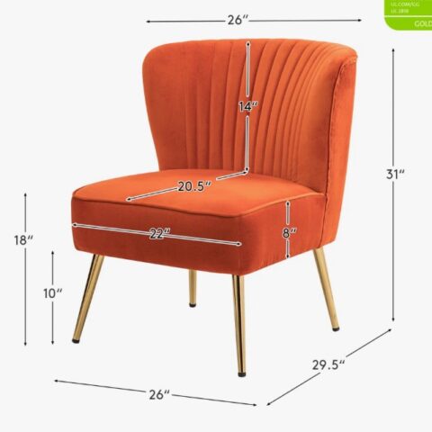 Orange Velvet Armless Chair Rental in Rochester, NY