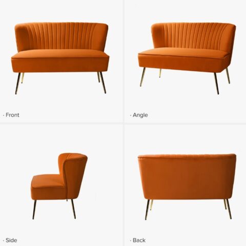 Orange Velvet Armless Loveseat Rental in Rochester, NY