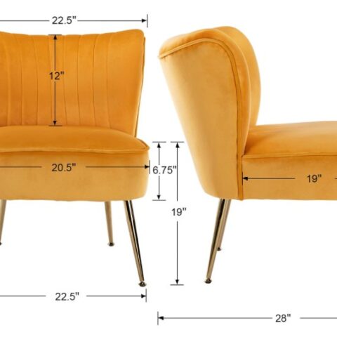 Yellow Velvet Armless Chair Rental in Rochester, NY