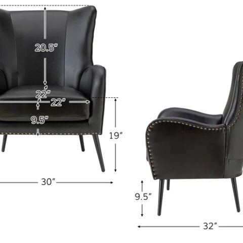 Black Leather Wingback Armchair Rental in Rochester, NY