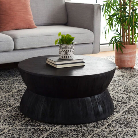 30″ Black Round Wood Coffee Table Rental in Rochester, NY