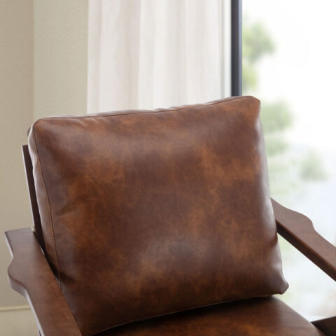 Brown Leather & Wood Armchair Rental in Rochester, NY