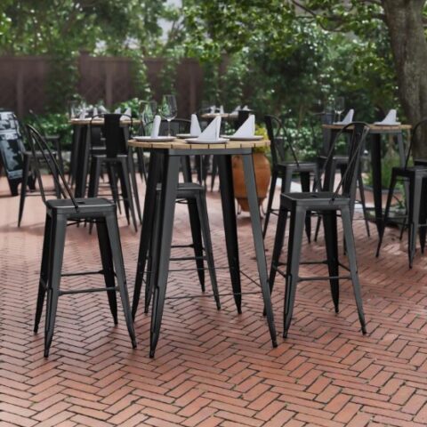 Black & Brown Loft High Cocktail Table Rental in Rochester, NY