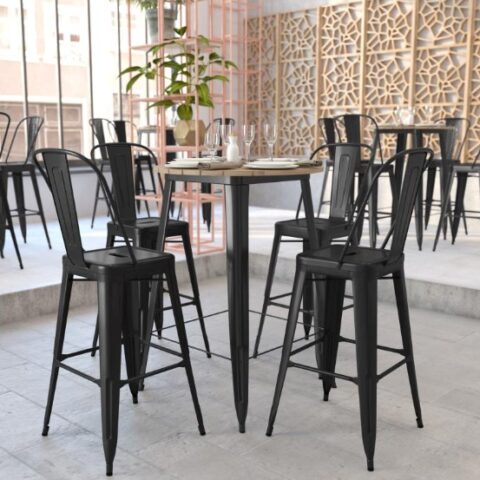 Black & Brown Loft High Cocktail Table Rental in Rochester, NY