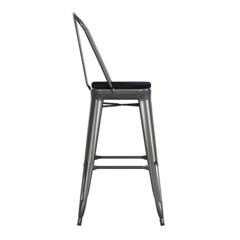 Black Steel Loft Bar Stool w/ Back Rental in Rochester, NY