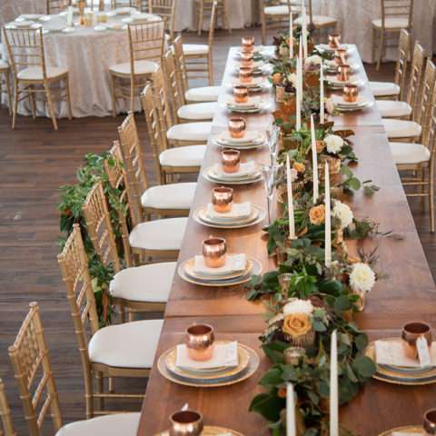 Gold-Rimmed Glass Charger Plate Rental in Rochester, NY