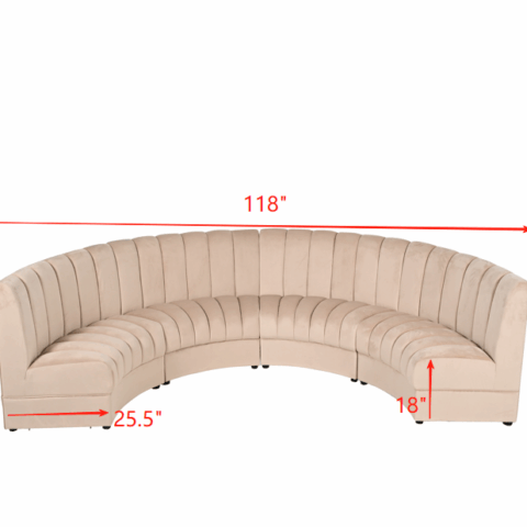 Half Moon Banquette (1 Piece- Beige) Rental in Rochester, NY