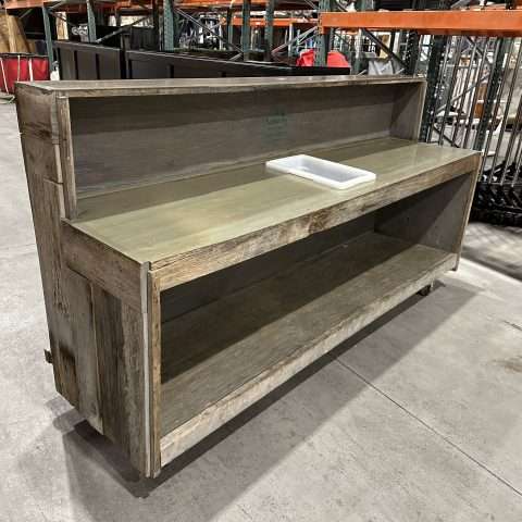 8′ Reclaimed Barn Wood Bar Rental in Rochester, NY