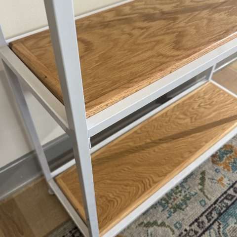 4-Tier White & Oak Shelf Rental in Rochester, NY