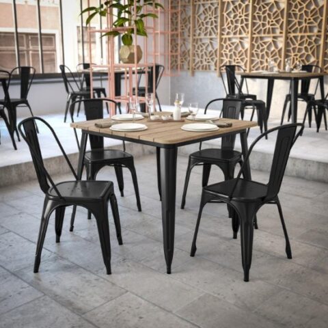 Black & Brown Loft Dining Table Rental in Rochester, NY
