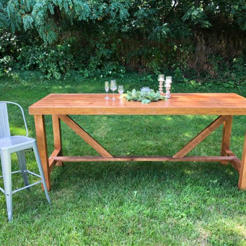 Fruitwood Bar Table Rental in Rochester, NY