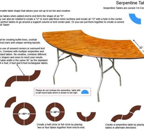 Serpentine Tables Rental in Rochester, NY