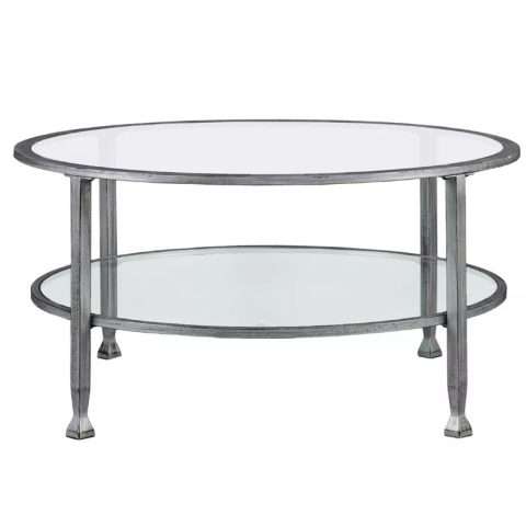 Distressed Silver & Glass Coffee Table Rental in Rochester, NY