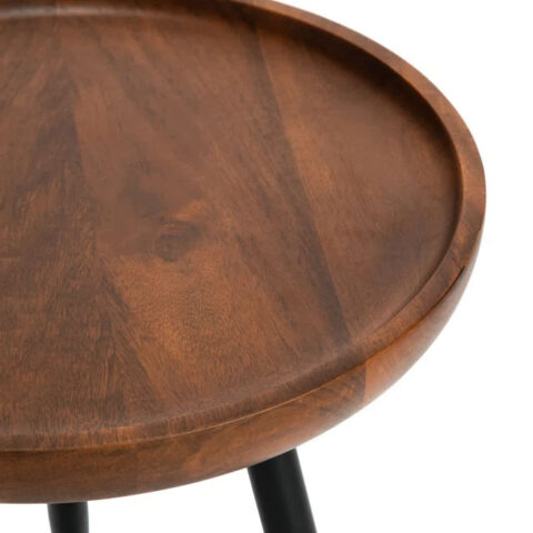Walnut Wood Round End Table Rental in Rochester, NY