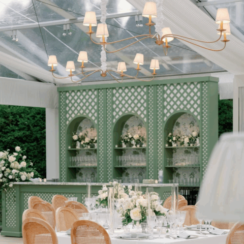 Natural Brass Chandelier Rental in Rochester, NY
