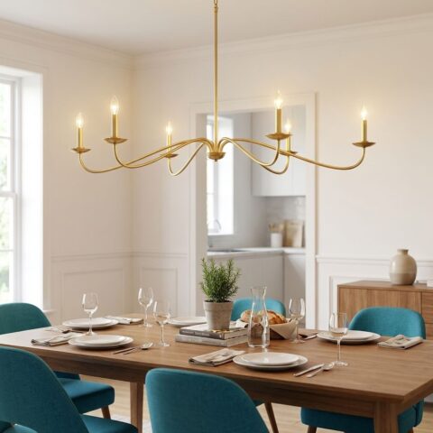 Natural Brass Chandelier Rental in Rochester, NY