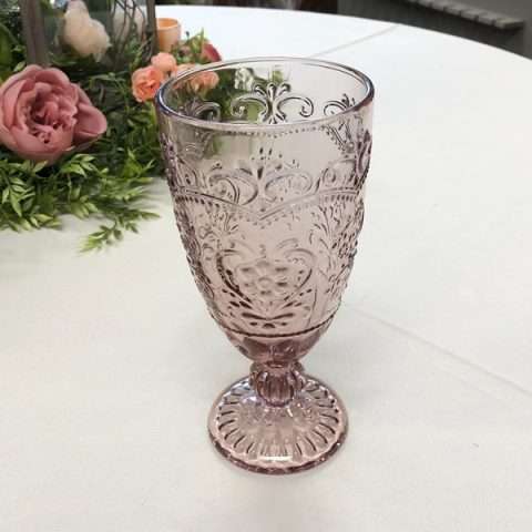 14oz Plum Embossed Water Goblet Rental in Rochester, NY